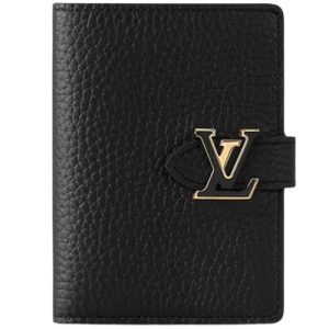 M81561 Taurillon leather Black / Arizona Beige Cowhide-leather lining LV Vertical Compact Wallet