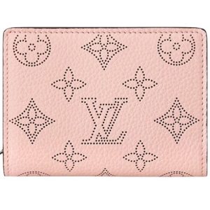 M82758 Mahina perforated calf leather Rose Jasmin Pink Cowhide-leather lining Cléa Wallet