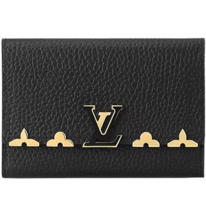 M82764 Capucines Compact Wallet Black Taurillon leather Cowhide-leather lining Capucines Compact Wallet