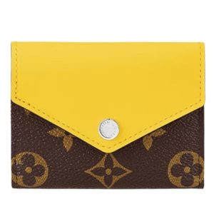 M82984 Monogram coated canvas Yellow Silver-color hardware Press-stud closure Zoé Wallet